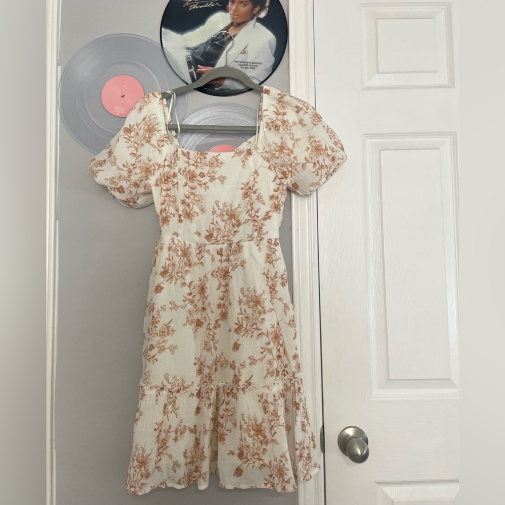 Blu Pepper Cream and Brown Floral women’s Dress